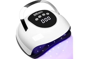 Lampe UV Ongles Gel, 220W Professionnelle Lampe UV Ongles avec 4 Minuteries, Écran Tactile, Capteur Automatique, Poignée Portable séchoirs à ongles pour Durcir le Vernis à Ongles en Gel (Blanc)