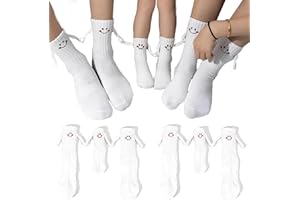 RYMAUP®3 Paare Einzigartige Magnetische Socken Geeignet Elterngeschenke, Freundschaftssocken für Frauen, Männer, Partner, Kinder Geschenkidee,Weiß