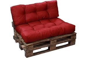 ‎BANANAIR bananair - Kissen/Matratze für Paletten, Sofa, Sessel, Sitz für Europaletten – Sitz und Rückenlehne (rot, Set mit 1 Rückenlehne 120 x 40 cm + 1 Sitzfläche 120 x 80 cm)