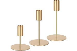 HAOYULUO 3 Pezzi Portacandele in Metallo,Portacandele da Tavolo 9/14/19CM,Adatto per Pasti di Compleanno, Anniversario, Matrimonio, Decorazione per la Casa
