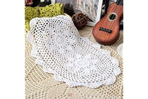Yulakes 2 Stück Oval Handgehäkelte Doilies ，Handarbeit Geklöppelt Spitzendeckchen Baumwolle Placemat Blume Matte，Spitzendeckchen Häkeldeckchen Tischdecke Handarbeit Vollhäkel Deckchen 25 * 30cm