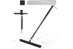 Duschabzieher Langer Stiel 30-140CM, Apritsce Silikon Fenster Abzieher Wischer, Schwarz Abzieher Boden, Wasserschieber für Badezimmer Fenster Bodenreinigung