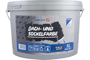 Farbklecks24 Dach und Sockelfarbe 5L ca. RAL 7016 Anthrazit Dispersionsfarbe, Dachfarbe