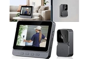 ZEERKEER Sonnette sans Fil avec Camera 1080P 90DB Visiophone sans Fil avec écran IPS De 4.3 Interphone Video sans Fil Pouces,Portier Vidéo pour Une Famille,Platine De Rue, Sonnette De Camera Angle De : 70°
