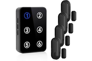 SANJIE Door Chime Sensor Wireless Door Sensor with LED Number Display,Gate Alarm Sensor, 110 dB Super Loud,Prying Door Alarm,Entrance Alert with 500Ft Range 5 Volume Levels Adjustable（1 Receiver & 4 Sensor）