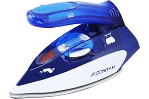 Aigostar Ferro da Stiro a Vapore da Viaggio (Doppio Voltaggio, 1100 W, Piastra in Acciaio Inox, Serbatoio D’acqua da 80 ml. Impugnatura Pieghevole) Piccolo ferro da stiro da viaggio