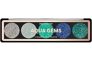 Profusion Cosmetics 5 Shade Gems Glitter Palette, Unleash Your Inner Sparkle with Vibrant Pressed Glitters and Gems for Effortless Glam, Raise Your Look with Richly Pigments