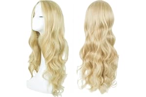 SDXCJY Blonde Wig Wave Long Curly Wigs for Women Girls 27’’ Long,Women's Charming Full Hair Replacement Synthetic Hair Wigs,Ladies Fancy Dress Wig for Cosplay Party and Daily Use.