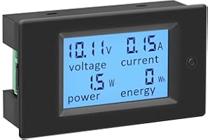 KETOTEK woltomierz, amperomierz 12 V DC 6,5-100 V, 100 A, cyfrowy miernik napięcia, natężenia, mocy, panel LCD