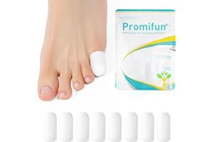 Promifun Lot de 4 embouts et protecteurs d'orteils en gel – Amortissent et protègent les ongles manquants ou incarnés, les cors, les ampoules et les orteils en marteau (blanc S)