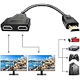 Azuxreza HDMI Splitter Adapter,1080P HDMI Male to Dual HDMI Femal 1 to 2 Way HDMI Splitter Adapter Cable for HDTV HD, LED,LCD Monitor and Projectors, Support Two TVs at The Same Time