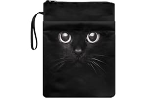 Poceacles Copertina per libri a forma di gatto nero, con cerniera, custodia per libri da donna, riutilizzabile, con copertina rigida, custodia per il trasporto
