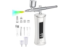 longziming Aerografo Professionale, aerografo con Compressore, Kit Pistola Aerografo Senza Fili, Pistola a spruzzo Portatile Ricaricabile Tramite USB, per Il Trucco, Tatuaggio, Nail Art, Torta