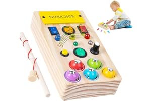 FENYW Montessori Busy Board Giochi Legno con 6 Interruttori, Activity Board a Partire da 1 Anno Montessori, Giochi Montessori Educativo Sensoriale per Bambini Ragazzo Ragazza 1 2 3 4 Anni