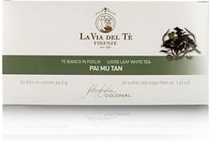 LA VIA DEL TE Pai Mu Tan, Tè Bianco Cinese, Astuccio con 20 Filtri da 2g - 40g