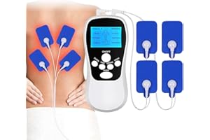 MOKEUM TENS Machine for Pain Relief, TENS Electric Massager with 6 Massage Modes and 8 Replacement Pads, Rechargeable Electric Massager for Back, Joint Pain Relief (White-1)