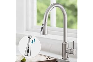 Robinet Cuisine Douchette Extensible Rotatif à 360°,YUANNY Mitigeur Cuisine 3 Modes de Pulvérisation, Robinet d'Évier en Acier Inoxydable 304, Nickel Brossé