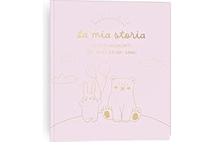 HuBorns - Album Nascita Bambina e Bambino per Incollare Foto e Scritte con +50 Pagine e Adesivi, Album Fotografico Neonato per il Primo Anno fino a 5 Anni, Ideale per Regalo Nascita Bimba e Bimbo