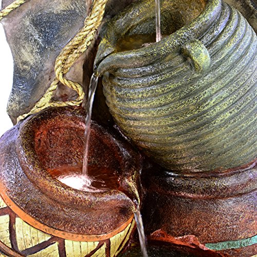 Gartenbrunnen 4 Krüge mit Beleuchtung Polyresinbrunnen - 3