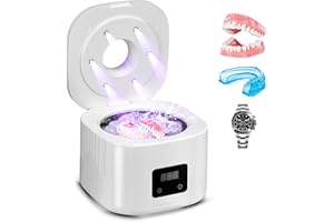 TLIDFGEO Ultraschallreiniger für Zahnprothesen, 49000Hz UV Dental Pod für Zahnschiene, 340ML Ultraschallreinigungsgerät Zahnschiene, 3 Modi für Zahnprothesen Retainer Mundschutz Schmuck Ultrasonic Cleaner