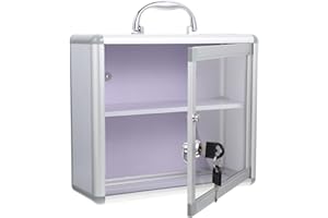 HEALEVED Wall-Mounted Lockable Medicine Storage Box - 1 Set Convenient First Aide Organizer with Secure Key Lock - First Aide Box Ideal for Bathroom or Home Use