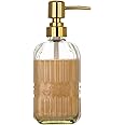 SAND DUNE Set of 1, 400 ml Each Clear Glass Golden Press Pump Soap Dispenser l Refillable Liquid Soap Dispenser for Kitchen and Bathroom | Made Glass