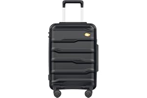 MGOB Valise Cabine PP(Polypropylène) 42L Valises de Voyage Rigide Bagages 4 Spinner et Serrure TSA 55x36x20CM, 2.6KG, Noir