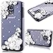 Produktbild GrandEver Samsung Galaxy S5 Mini Hardcase Hülle Bumper Durchsichtige Hartschale Glitzer Dimant PC Rückschale Transparent Schutzhülle mit Weiße Blume Bling Muster Klar Dünne Ultra Slim Rückseite Clear Case Cover Handy Tasche Premium Handyhülle Backcover