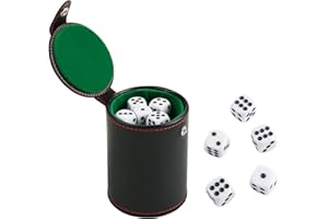 GWHOLE Skórzany kubek w kości z 10 kostkami, zestaw do gry w kości, czarny