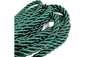 HABERCRAFTS 10mm Green Metallic Rope Twisted Cord Strong All Purpose Rope Soft Cotton Polyester Blend 3 Strand Cord Rope for Crafting Upholstery Trim Curtain Tieback Decoration (10mm - Green - 3 Meters)