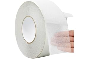 Guuzi Nastro Antiscivolo, 5cm × 20m Antiscivolo Migliore Presa, Attrito, Adesivo Abrasivo per Scale, Sicurezza, Gradino, Interno, All'aperto, Attenzione - Trasparente