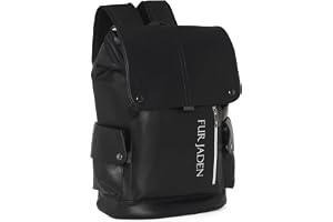 FUR JADEN Vegan Leather Stylish Casual Laptop Backpack For Men Women College Office Professionals