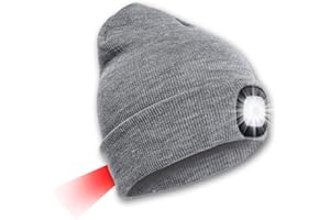 SPGOOD LED Beanie Beleuchtete Mütze mit Licht,Geschenke für Männer Winter Warm LED Mütze, Lampe Laufmütze für Angeln,Jogger,Camping,Laufen