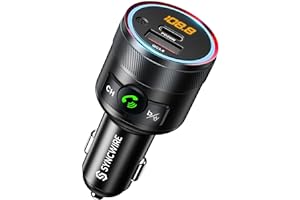 Syncwire Trasmettitore FM Bluetooth 5.1 per Auto - 38W PD & QC 3.0 Caricabatteria Veloce per Auto Radio per iPhone Samsung Google Pixel