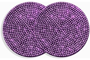 PTNKUIIY 2 Stücke Bling Kristall Auto Untersetzer,Universal Glitzer Strass Auto Getränkehalter Auto Innere Zubehör Silikon Anti-Rutsch Untersetzer Bling Kristall Auto Zubehor Innenraum,Lila