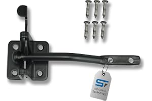 SCHARTEC® Torfalle för utsättning svart sälvläsande grindlås galvaniserad grindlås trädgårdsgrind spänne trädgårdsgrindfäste