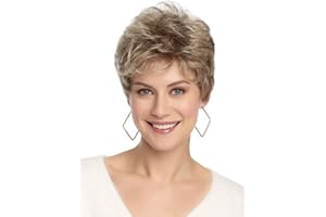 DKE&YMQ Parrucche Di Capelli D'oro Per Le Donne, Vaporosi Capelli Corti Temperamento Frangetta Obliqua Bionda Riccia Parrucca, Naturale Cercando Parrucca Dei Capelli Per Uso Quotidiano, Adatto Per Le Ragazze