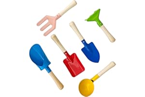 KY-Tech Beach Toys Set for Kids, 6pcs Sand Shovel Kit, Sandpit Toys for Toddlers, Metal Sand Spade, Spoon, Rake, Shovel, Cylinder and Fork for Kids