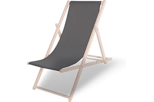 SPRINGOS Chaise Longue Pliable en Bois Massif – 3 Positions Réglables, Système de Sécurité, Tissu Résistant aux UV, Chaise Longue Idéale pour Jardin, Terrasse & Balcon