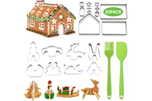 Geila Ensemble de biscuits de Noël 3D, 18/8 PCS DIY Moule de biscuit en acier inoxydable de Noël, fraises en pain d'épice maison Kit Fondant outils de décoration de gâteau