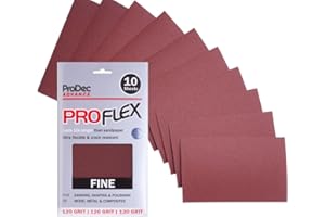 ProDec Advance Proflex, 10 fogli di carta abrasiva in ossido di alluminio ultra flessibile, grana 120, per levigare legno, vernice, gesso, stucco, metallo e altro, 230 x 140 mm