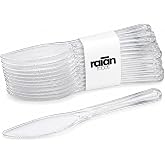 raian Disposable Plastic Knives Reusable Transparent 100pcs | Clear design ideal for events and catering. Practical cutlery f