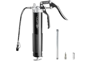 CCLIFE Einhand Fettpresse 6000 PSI Pistolengriff Schmierung Hebelfettpresse für 400g Kartusche 12' Flexschlauch und Metall Verlängerung