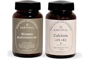 Earthful Menopause Care Combo Multivitamin Women 40+ & Calcium+D3+K2 Bone Health, Hormonal Balance 100% Natural with 12 Vital Vitamins, Herbs 60 Capsules