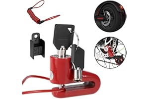 YUNGELN Tinke Bloqueo de Cable de Acero antirrobo Frenos de Disco Ruedas Casillero Freno de Disco de Freno con Cuerda de recordatorio para Xiaomi Mijia M365 (Rojo)