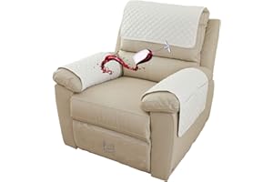 ZGDDPZA Waterproof Armchair Arm Cover 1 2 3 Seater Headrest Cover for Recliner Chair Anti-Slip Armchair Slipcover with Pockets Organiser Sofa Chair Arm Protector F for Dog, Cat, Pets (Beige,1 Seat 3 pc)