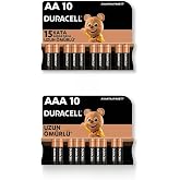 Duracell Alkalin Aaa 10'Lu Paket + Alkalin Aa 10'Lu Paket Piller