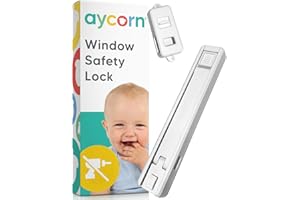 AYCORN® Window Restrictor - Baby Safety Window Locks for UPVC Windows - Baby Proofing Child Safety Window Door Lock for Child & Home Security, 30 Second Install (No Drilling) with 3M Adhesive