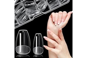 ZIFUTON Capsule Americaine Ongles Court Bailarine, 240 Pièces Faux Ongles en Gel x Pose Américaine Ongles Capsule Transparente Pour Salons de Manucure Et Diy Nail Art -12 Tailles Différentes-Pré-Polie