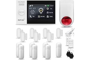 HUXGO® HXA007 Alarma casa con Sirena Exterior WiFi + gsm | Kit Alarma casa inalámbrico con 7X sensores PIR de Movimiento, 7X sensores de Puerta/Ventana | Aplicación Tuya con Aviso al móvil